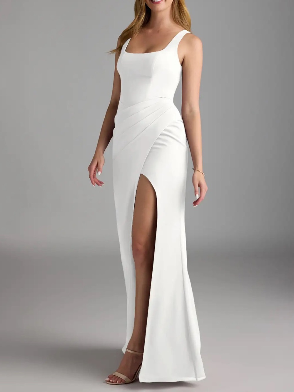 Azazie Silvery Ice Blue Backless Dress